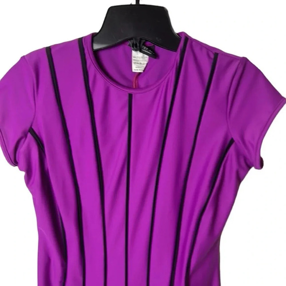 Modest Sea, swim top dress. women Small. Purple,black stripes , cap sleeves, EC - Picture 3 of 14